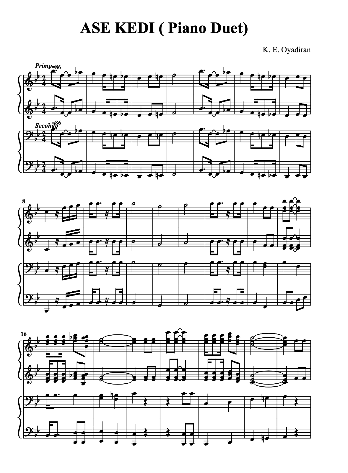 Archive image for Ase Kedi (Piano Duet)