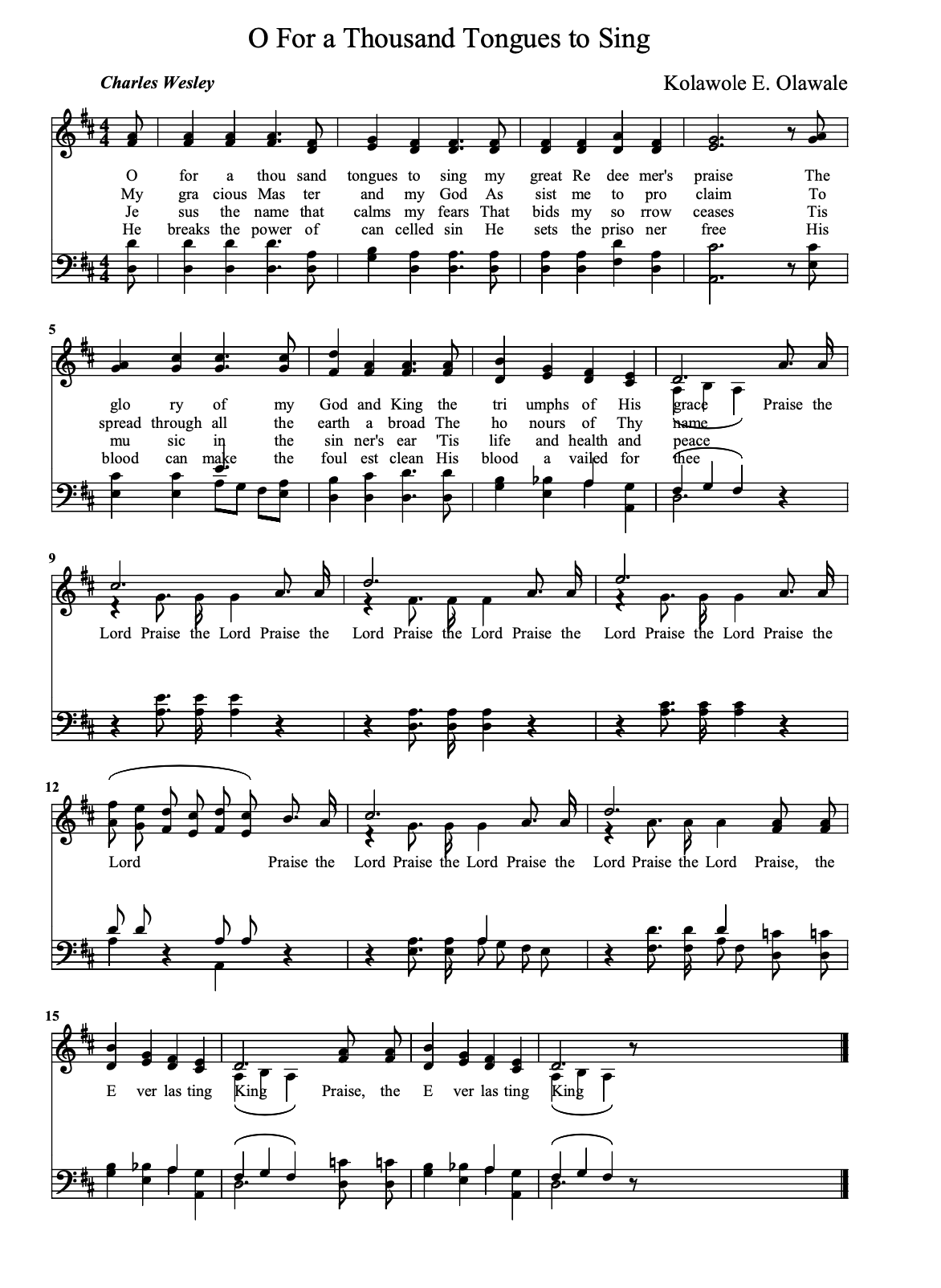 Archive image for O for a Thousand Tongues to Sing